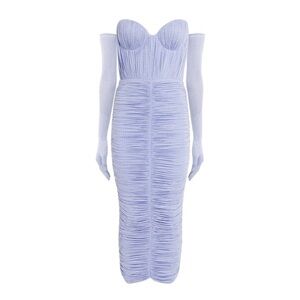 Alex Perry Crystal Sweetheart Midi Dress Lilac